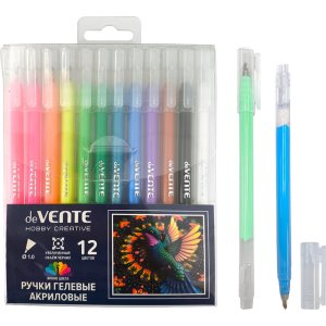 Набор ручек гелевых 12цв акриловых HOBBY CREATIVE  1 мм, прозрачно-матовый 5051538