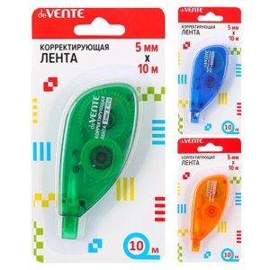 Корректирующая лента 5 ммx10 м, 3 цвета ассорти (синий, зеленый, оранжевый) 4062106