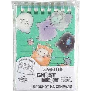 Блокнот 160стр A7 Линия Ghost Meow в линейку пластик 2350502