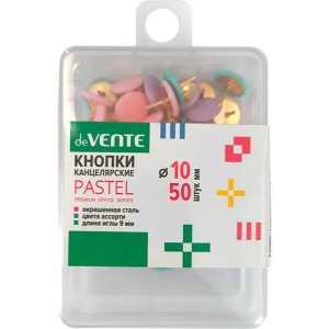 Кнопки канцелярские диаметр Pastel 10 мм цветные 50шт 4132507