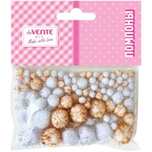 Набор помпонов Glitter Pompoms 100 шт блестящие полиэстеровые 8000501