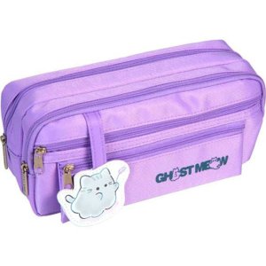 Пенал Ghost Meow 220x95x70 мм 2 отд овальный для 60 предм 2 внеш карм на молнии 7023600