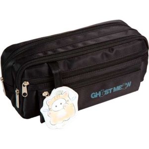 Пенал Ghost Meow 220x95x70 мм 2 отд на молнии, овальный для 60 предм 2 внеш карм на молнии 7023601