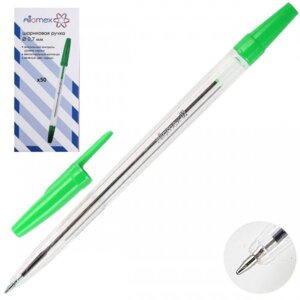 Ручка шар 0,7мм Зеленая с прозр корп 50шт 5073323