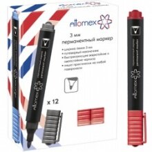 Маркер перман 3мм Красный пулевидный круглый корпус 5043502