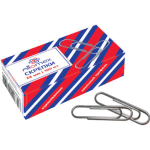 Скрепки металл 28мм овал оцинкован 100шт 4135601