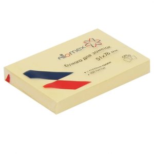 Бумага для заметок с клеевым краем 51x76мм 100л офсет 75 г/м² желтая 2010301