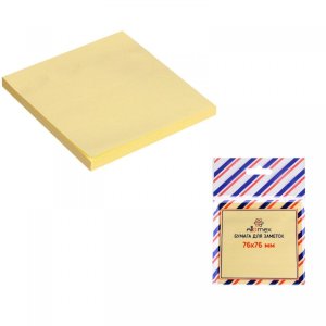 Бумага для заметок с клеевым краем 76x76мм 80л желтая 2010003