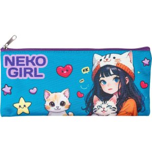 Пенал косметичка 1 отд 21,5x9x1см NekoGirl плоский для 35 предметов 7024502