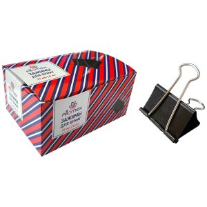 Зажим для бумаг металлический (75 мм) толщина скрепления до 38 мм, черный, 6 шт 4131501