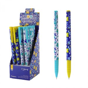 Ручка шар 0,7мм Синяя на масляной основе Желтые цветы игольч цветной корп YL232702