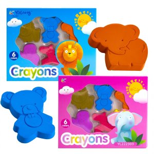 Мелки восковые  6цв Фигурки животных фигурные YL222303