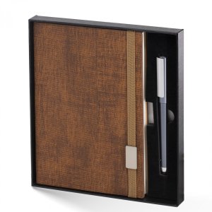 Бизнес блокнот в футляре А5 ПВХ ткань на резинке ручка ляссе YL-25-168