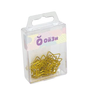 Скрепки 30мм Звездочка с полимер покрытием золот 12шт С30-12ЗДЗ