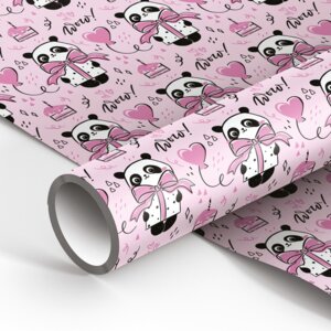 Бумага упаковочная глянцевая PandaGift Pink 70*100см  MS_46387