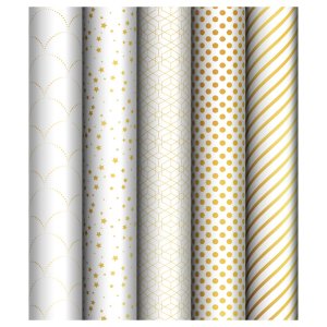 Бумага упаковочная глянц Pattern on white 70*100см 80г/м2 асс 5 диз MS_53492