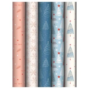 Бумага упаковочная глянц 70*100см Christmas time 80г/м2 асс 5 диз MS_66814