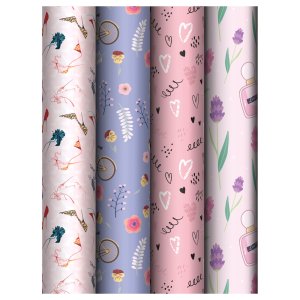 Бумага упаковочная глянц 70*100см Woman time 80 г/м2, асс 4 диз MS_62817