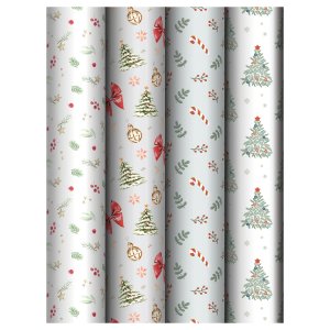 Бумага упаковочная глянц 70*100см Christmas decoration 80г/м2 асс 4 диз MS_66801