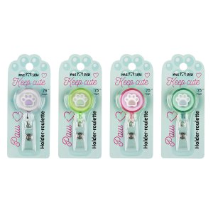 Держатель рулетка для бейджей с топпером Лапка 7,5см петелька клип ассорти блистер MS_64878