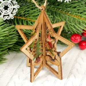 Подвеска новогодняя " Снеговичок в звезде" 2 части 2303287