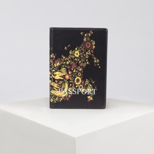 Обложка для паспорта 9,5*0,5*13,5см Хохлома черный 4819676