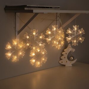 Гирлянда Нить DCR 2м с насадками Снежинка матовая 16х16см IP20 Н.С LED-36-220V Т/Белый 5148897
