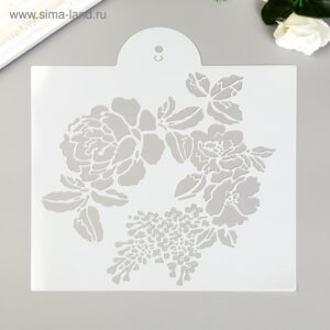 Трафарет пласт Пионы в Цвету 23х20см 5180345