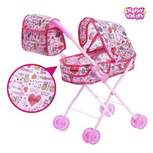 Коляска для кукол с сумкой Улыбнись универс метал каркас Happy Valley  4608369