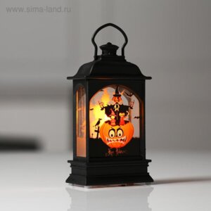 Фигура светодиодная "Фонарь черный с тыквой", 12.5x7x3.8 см, AG13х3, Т/БЕЛЫЙ   6913849