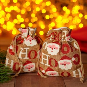 Мешочек новогодний Дед Мороз 10*12см цветной 6861219