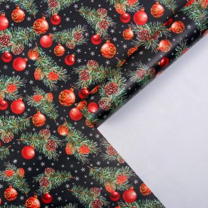 Бумага упаковочная глянц Шары на Ветвях 70×100см 5155284