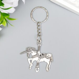 Брелок Единорог серебро 4х4см металл 6861230