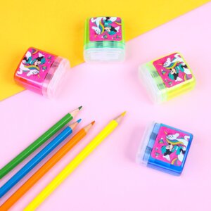 Точилка Минни и единорог пластик с контейнером двойная МИКС 9309979