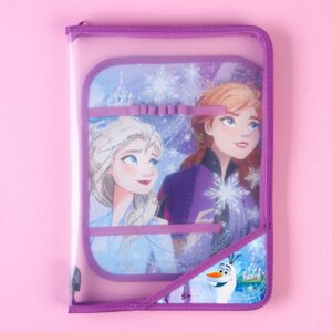 Папка для тетр на молнии А4 Холодное сердце пластик молния вокруг/откидная планка 9438671 ПТР-1