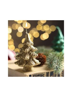 Свеча Елочка на пеньке 7см золотая 6930690