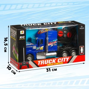 Грузовик р/у Тягач работает от батареек синий 7985996