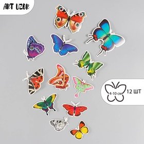Набор наклеек Бабочки Натуральные 12 шт 4-10 см  9668910