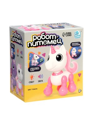 Робот питомец Единорожка световые и звуковые эффекты работает от батареек цвет розовый 7811173