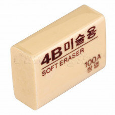 Ластик 4B SOFT ERASER 100A прямоуг.беж.3Х2см(30шт/уп 100A