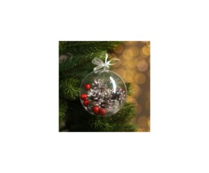 Новогодняя композиция В шарике серебро с красным 7369402