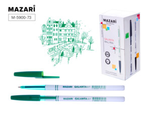 Ручка шар 0.7мм Зеленая GALANTA пулевидный корпус пласт белый M-5900-73