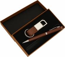 Набор подарочный BUSINESS GIFT, в наборе: брелок для ключей, ручка шариковая (синие чернила, пулевид