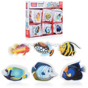Ластик FISH термопласт резина фигурный 6 дизайнов M-8505