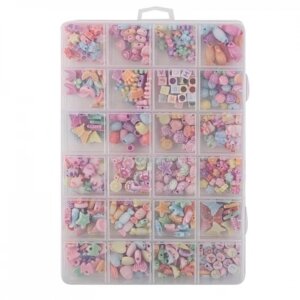 Набор бусин для творч № 12 в комп 24+1 видов бусин разных размеров и леска M-20053