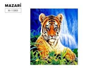 Алмазная мозаика Тигренок с мольбертом 21х25 см частичная выкладка