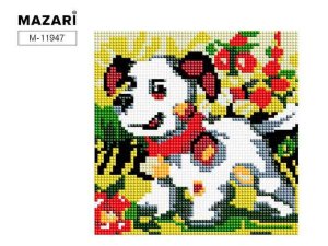 Алмазная мозаика Щенок в саду 20Х20см 