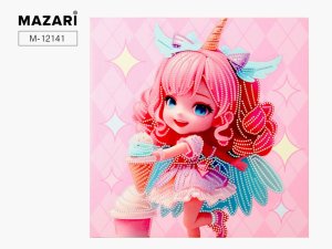Алмазная мозаика Девочка 30X30 см частичная выкладка M-12141