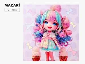 Алмазная мозаика Девочка 30X30 см частичная выкладка M-12146