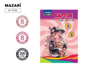 Картон цветной  8л 8цв в папке Немелован M-17126